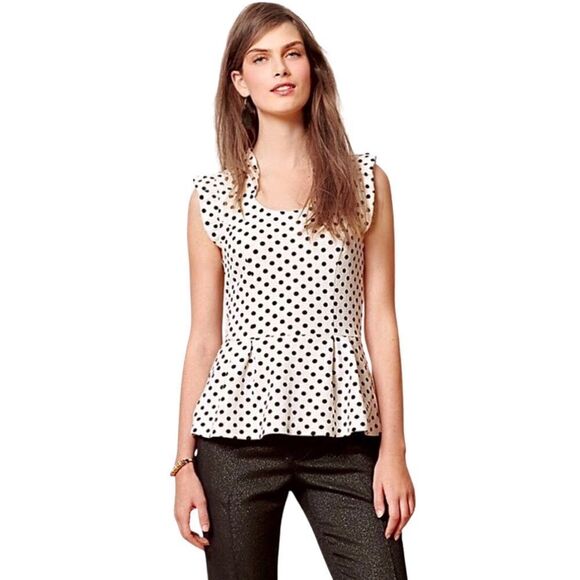 NWOT Anthro Postmark Polka Dot Sleeveless Peplum Top - Picture 2 of 5